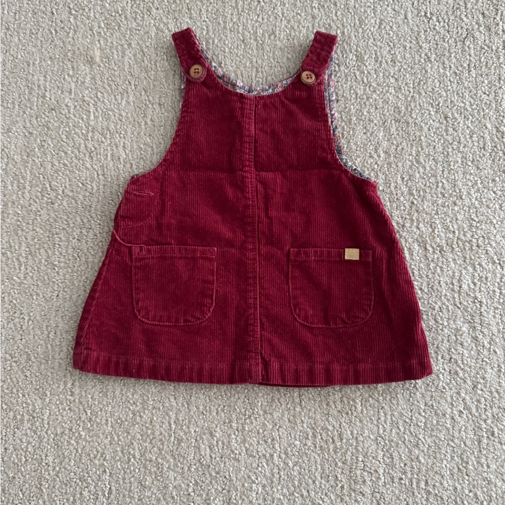 Zara - Size 3-6M - Maroon Red Corduroy Overalls Jumper